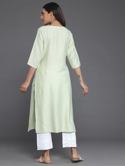 Libas WomenS Silk Regular Kurta (26811_Green