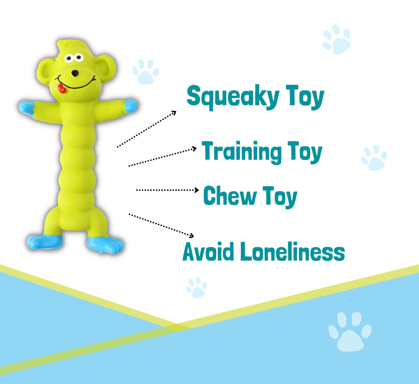 Foodie Puppies Interactive Latex Squeaky Chew Dog Toy - (Green Monkey, 20Cm) | Small To Medium Dogs & Puppies | Durable, Rubber,