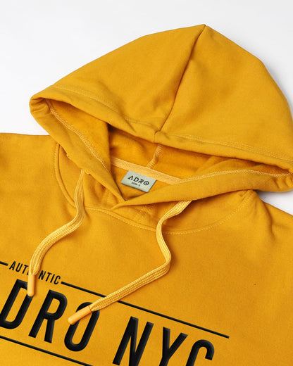 ADRO Men's Cotton Neck Hooded Sweatshirt (H24-ADRO-MU_Mustard