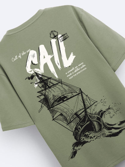 ADRO Men's Solid Oversized Fit T-Shirt (OVR24-L1-SAIL-OL_Olive