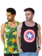 Veirdo Mens Cotton Scoop Neck Regular Fit Printed Sleeveless Vest