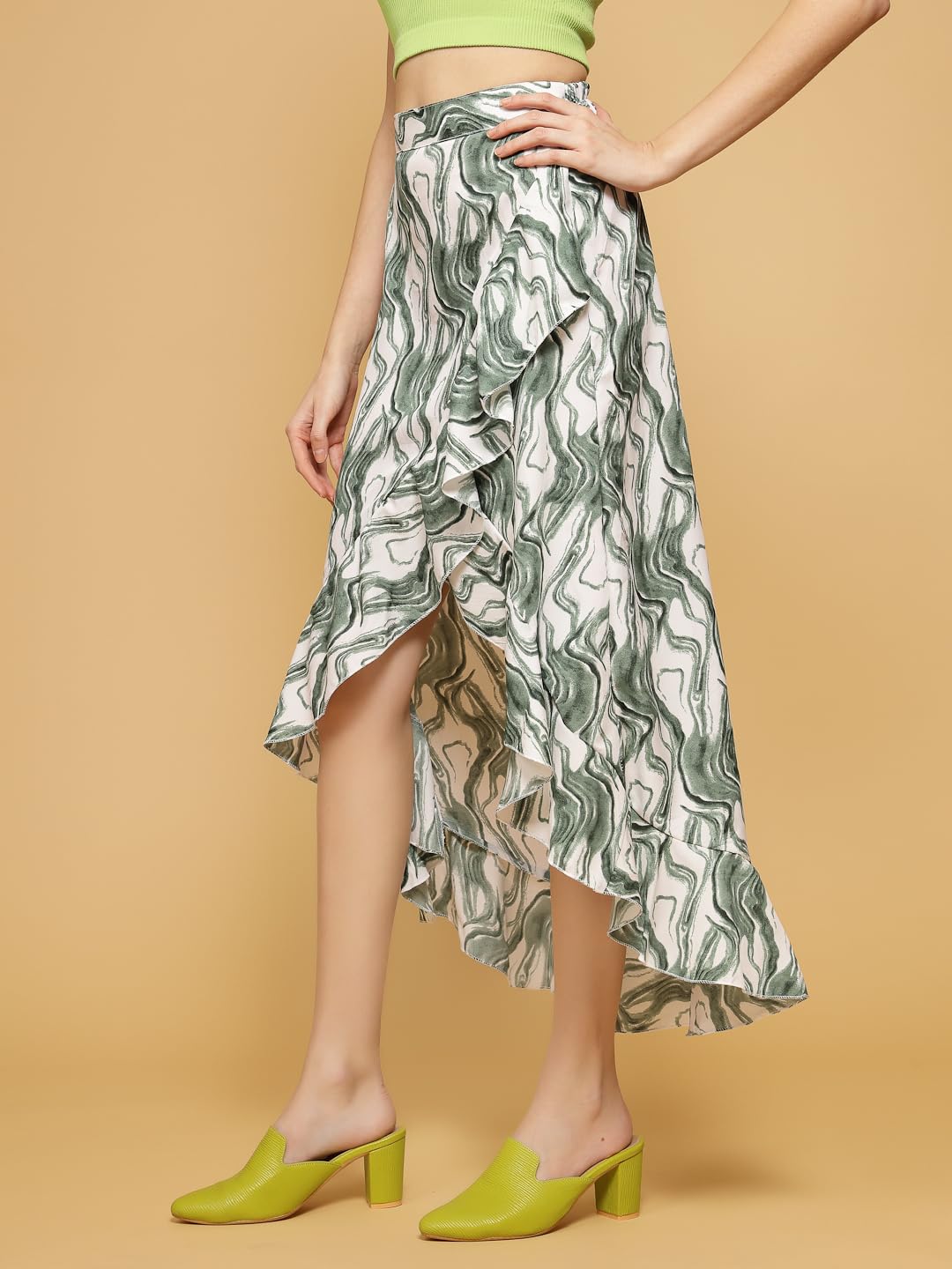 OOMPH! Long Skirts for Women Green - msk074