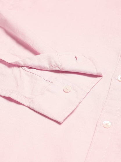Dennis Lingo MenS Cotton Solid Slim Fit Casual Shirt With Pocket, Roll Up Full Sleeve Shirt For Formal & Casual Wear (C615_Pink