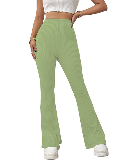 Shasmi Pista Green Womens Yoga Dress Pants Stretchy Work Slacks Business Casual Office Flare Bell-Bottom/Boot-Cut Elastic Waist
