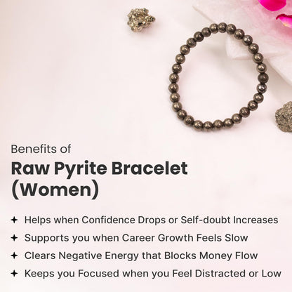 Astrotalk Raw Pyrite Bracelet for Women (6mm Beads) | Pyrite Stone for Wealth, Prosperity & Good Luck | Boosts Confidence, Focus & Motivation | Hand Bracelet for Women | Gift for Woman