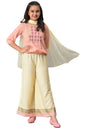 Aurelia Girls Viscose Top-Semi Flare Palazzo-Dupatta (22AUG10260B-603466_Pink