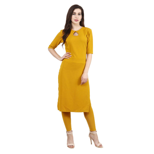 POPWINGS Casual Keyhole Hosiery Kurti Jegging Set