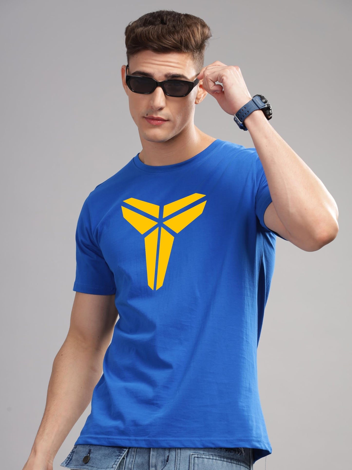 ADRO Mens Printed T Shirt - Premium Cotton Graphic Printed Tshirt - Royal Blue T-Shirt - RN24-TOB-RB