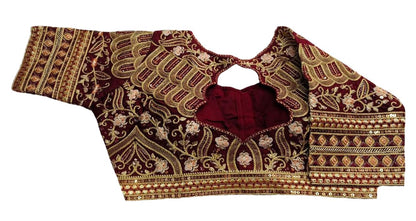 Pujia Mills WomenS Silk Half Sleeve Readymade Embroidery Multi Coding Gold Thread Indian Ethnic Designer Stitched Saree Blouse