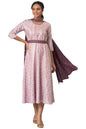 Aurelia Women'S Liva Purple Sequined Floral Print Dress With Zari Embroidered Dupatta_22Auas13627-505191_Xl