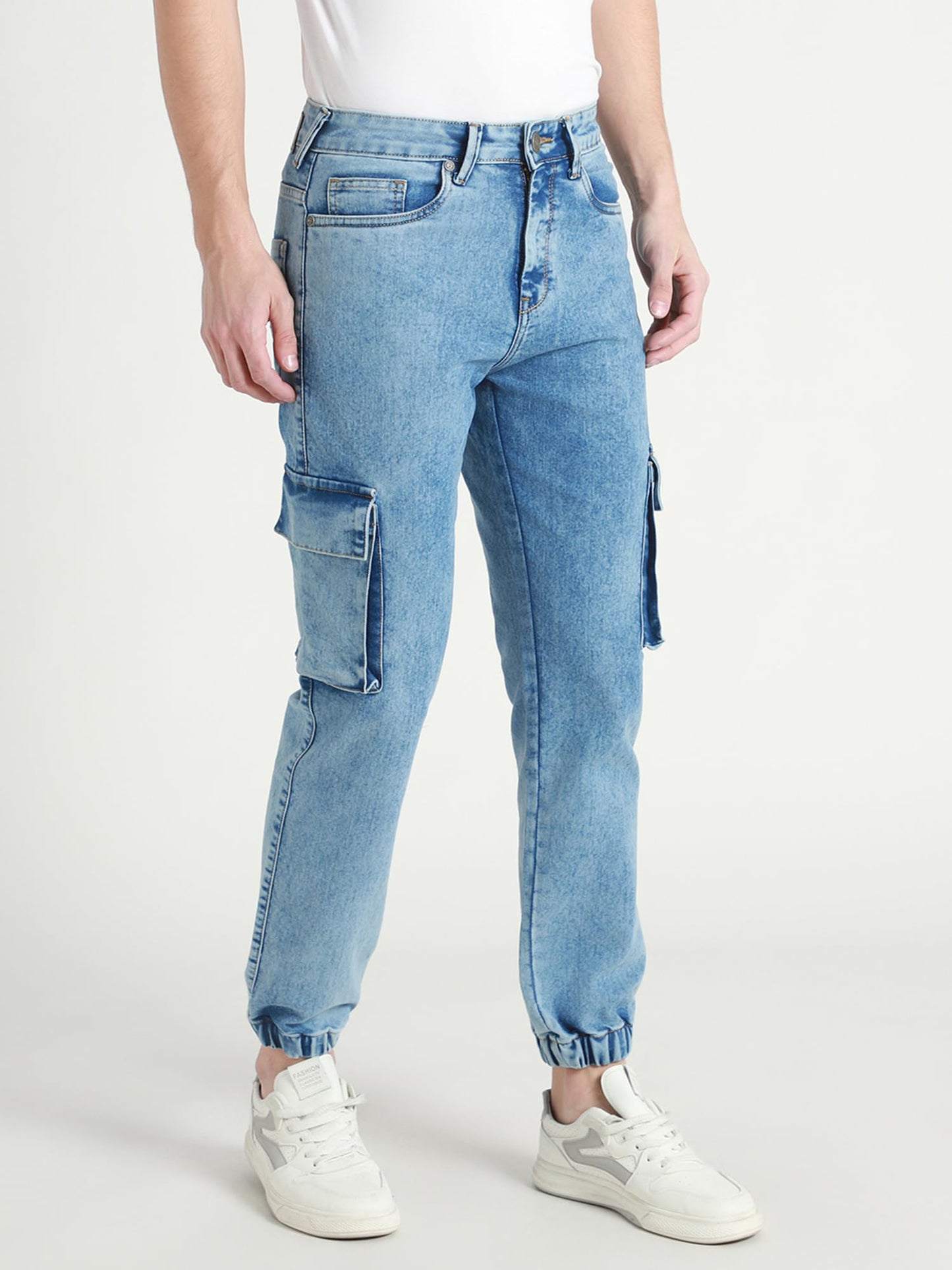 Dennis Lingo Mens | Light Blue | Washed | Mid Rise | Cargo Jogger | Jeans
