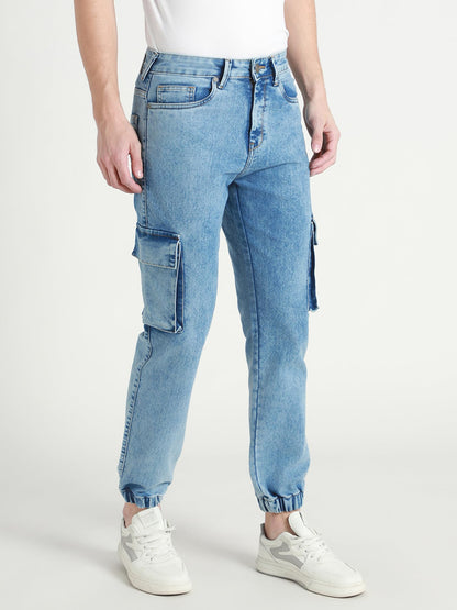 Dennis Lingo Mens | Light Blue | Washed | Mid Rise | Cargo Jogger | Jeans