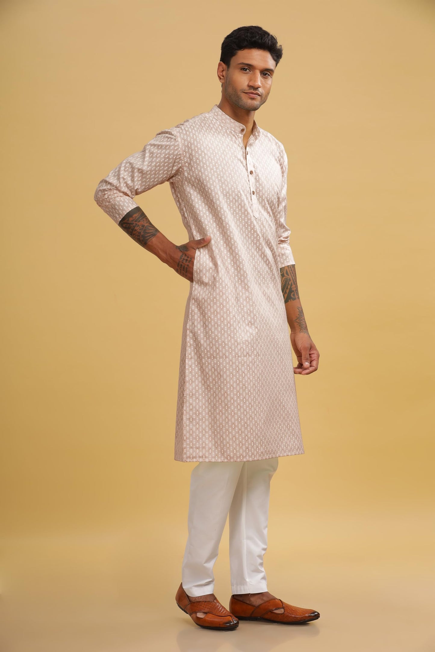 Be Active MenS Cotton Regular Kurta (C-399-4_Brown
