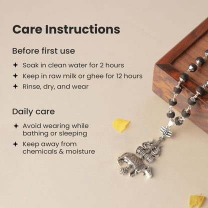 Astrotalk Shiv Raksha Karungali Malai with Trishul Nandi Pendant | Karungali Mala Original 54 Beads | Blessings of Lord Shiva & Murugan | Divine Mala for Protection & Calmness | Gift for Man & Woman