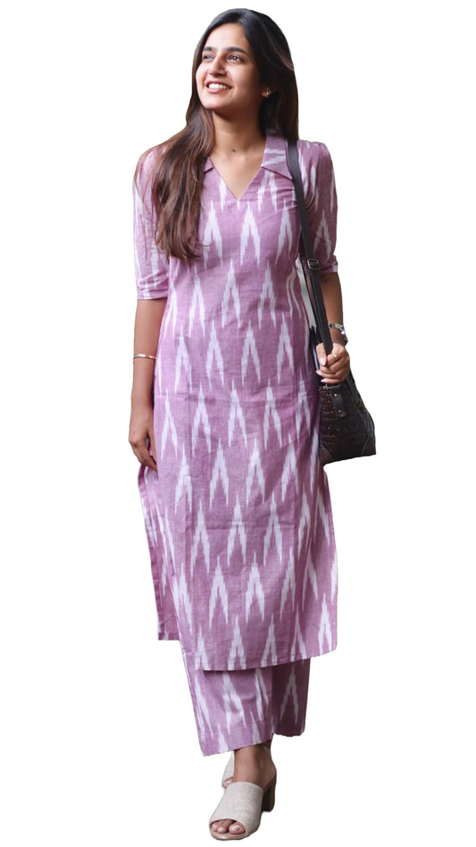 ANNI DESIGNER Women's Rayon Viscose Straight Ikkat Printed Kurta with Pant