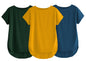 Fabricorn Combo Of Three Plain Bottle Green, Mustard Yellow And Airforce Blue Round Neck Up And Down Cotton Tshirt For Women (Bo