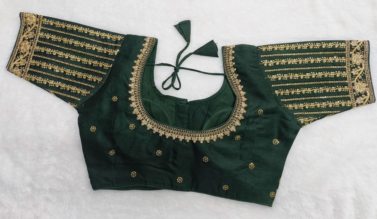 Vihu Fashion Womens Readymade Blouse Embroidery Multi Coding Gold Thread Indian Ethnic Designer Stitched Readymade Saree Half S