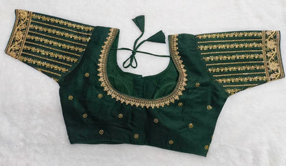 Vihu Fashion Womens Readymade Blouse Embroidery Multi Coding Gold Thread Indian Ethnic Designer Stitched Readymade Saree Half S