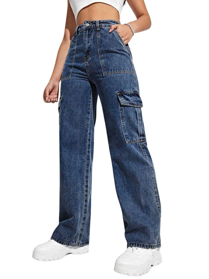 Greciilooks Regular High Rise Pant Baggy High Waist | Bell Bottom Jeans For Women (Gl-Dj-07_Blue