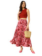 Kzully Crepe Western WomenS Maxi Skirts Red