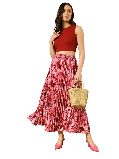 Kzully Crepe Western WomenS Skirts Red