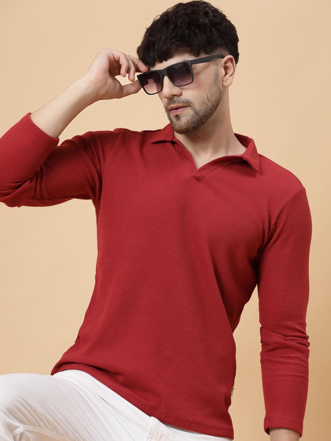 RIGO Mens Solid Regular Fit T-Shirt (HT08231172_Maroon