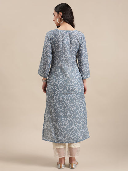 Varanga Bandhej Gota Patti Embroidery Straight Kurta with Dori Tassel Embellishment.
