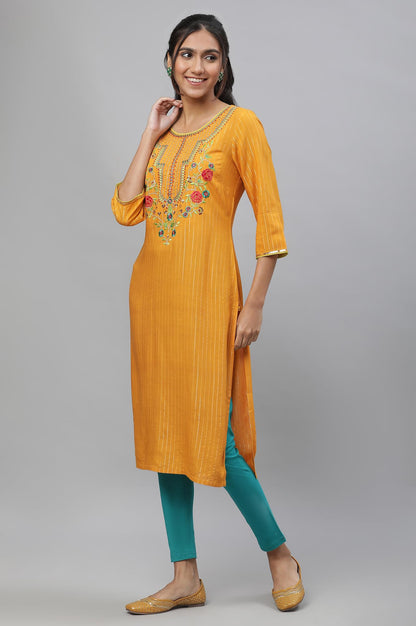Aurelia WomenS Yellow Embroodered Festive Kurta