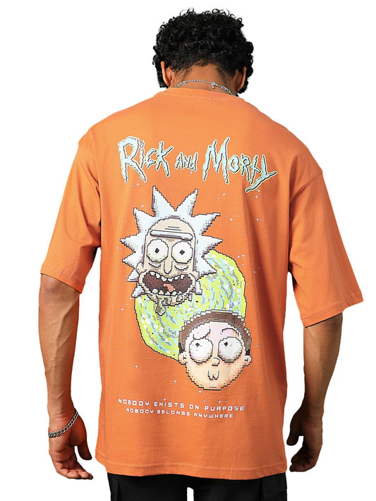 Bewakoof Official Rick and Morty Merchandise Men Graphic Print Oversized Fit Half Sleeve Round Neck Pure Cotton T-Shirt_685528_B