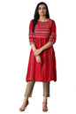 W for Women Maroon Shantung Kurta
