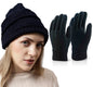 Weavers Villa Set of Snow Proof Inside Fur Acro Wool Unisex Beanie Cap Knit Hat Thick Fleece Lined Winter Cap and Gloves for Men