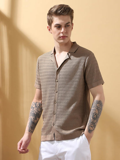 Dennis Lingo Regular-Fit Beige Half-Sleeves Cotton T Shirts For Men