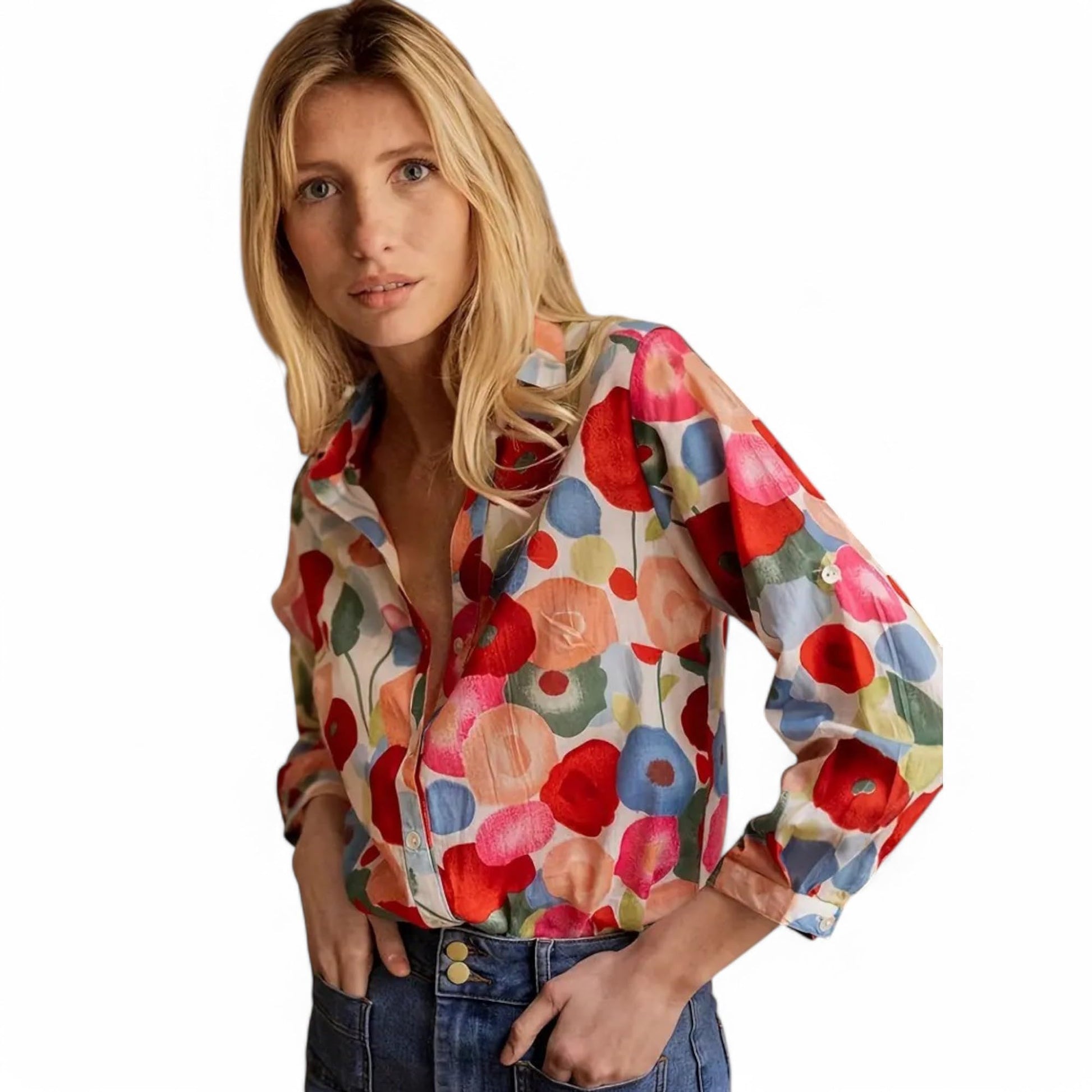 Gufrina WomenS Floral Regular Fit Blouse (Top-100_White
