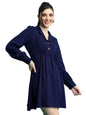 Ketch WomenS Cotton Blend Lapel Collar A-Line Dress Above The Knee Khj6000569_Navy