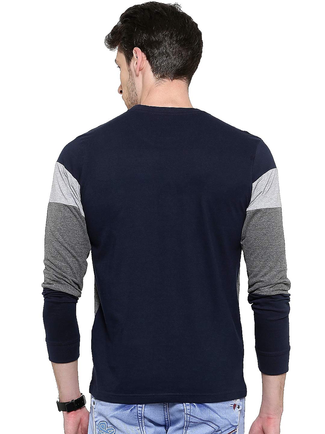 ADRO Men's Stylish Cotton Full Sleeve T-Shirt (FR3-M-4ST-NB_Navy)