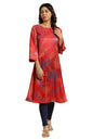 W for Woman Women's Satin Regular Fit Bold Floral Printed A-Line Kurta