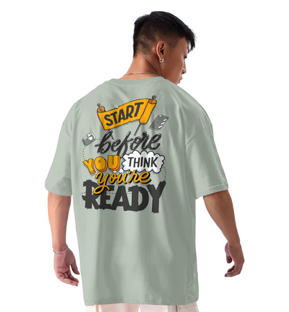 SHODOX Mens 100% Pure Cotton Relaxed Fit Drop Shoulder Premium Front & Back Printed Oversized T-Shirt (Pack of 1) Grey