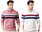 Noble Monk MenS (Combo Pack Of 2) -Regular Fit Polo T Shirt|Full Sleeves |Collar Tshirts | Casual T-Shirt For Men