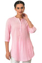 Aurelia Pink Textured Cotton-Rayon Blend Regular Kurti For Women