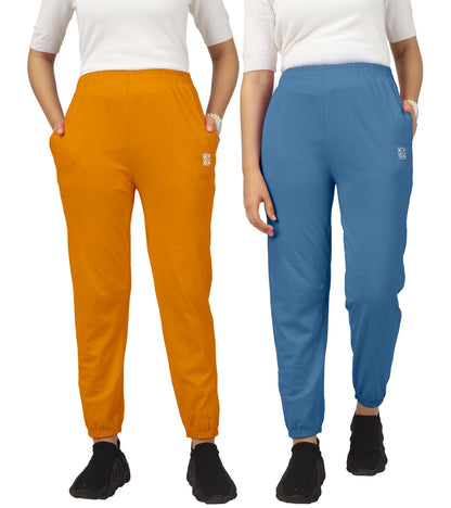 Kyda Kids Cotton Regular Fit Track Pants For Girls (Pack Of 2)