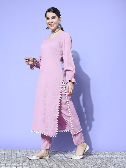 Varanga Women Plus Size Grey Empire Gathered A-Line Kurta Paired with Tonal Bottom  Stylish & Comfortable Ethnic Wear for Plus-S