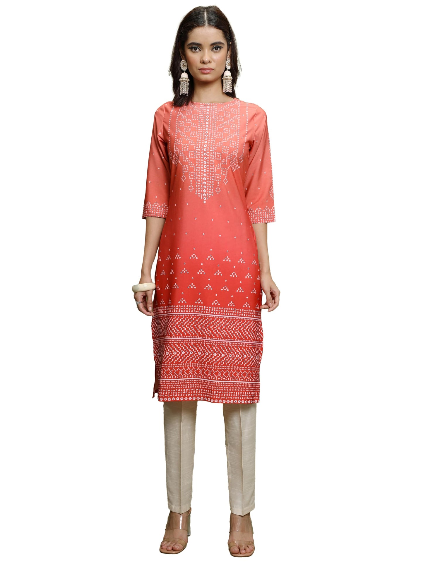 Ketch Womens Threeforth Sleeve Regular Fit Kurta Khku000463 Blue/Indigo L
