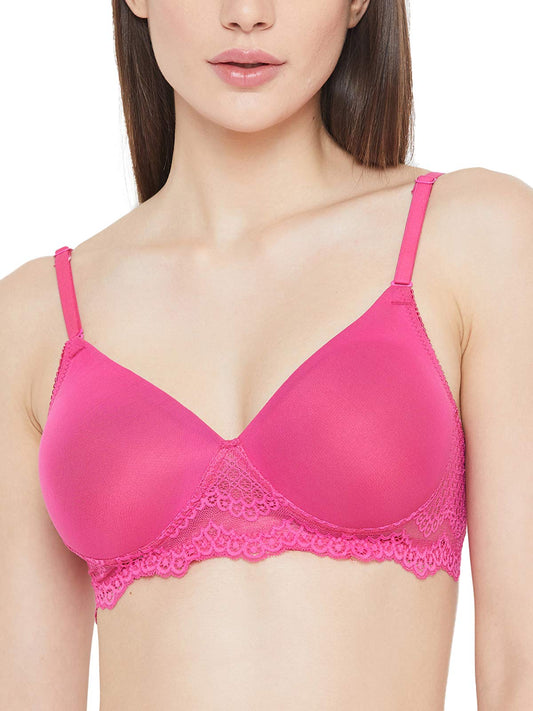 Clovia Womens Powernet Solid Padded Full Cup Wire Free T-Shirt Bra (BR1895P14_Dark Pink_40B)