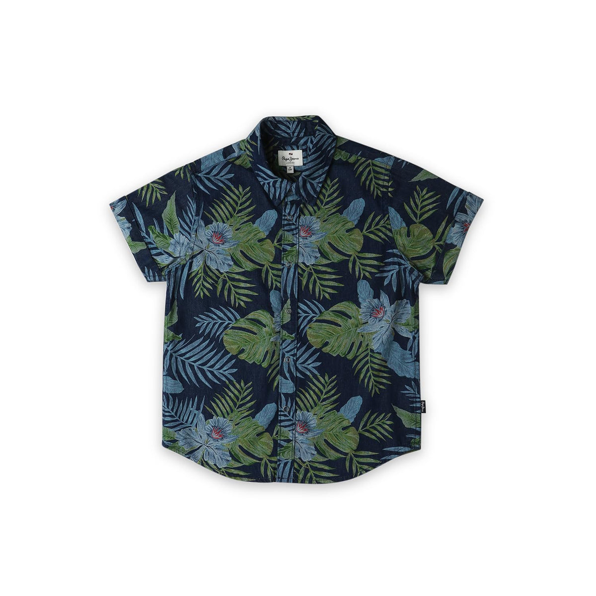 Pepe Jeans BoyS Floral Regular Fit Shirt (Pb302619_Indigo Blue