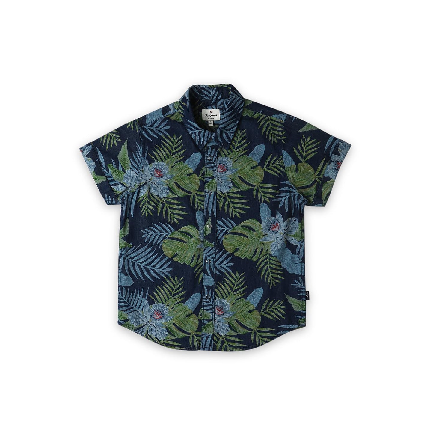Pepe Jeans BoyS Floral Regular Fit Shirt (Pb302619_Indigo Blue