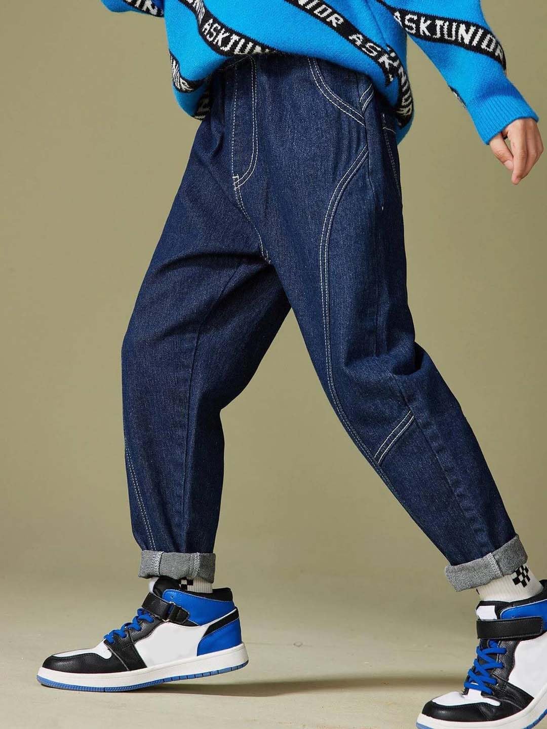 Kotty Boys Regular Fit Cotton Lycra Blend Solid Jeans