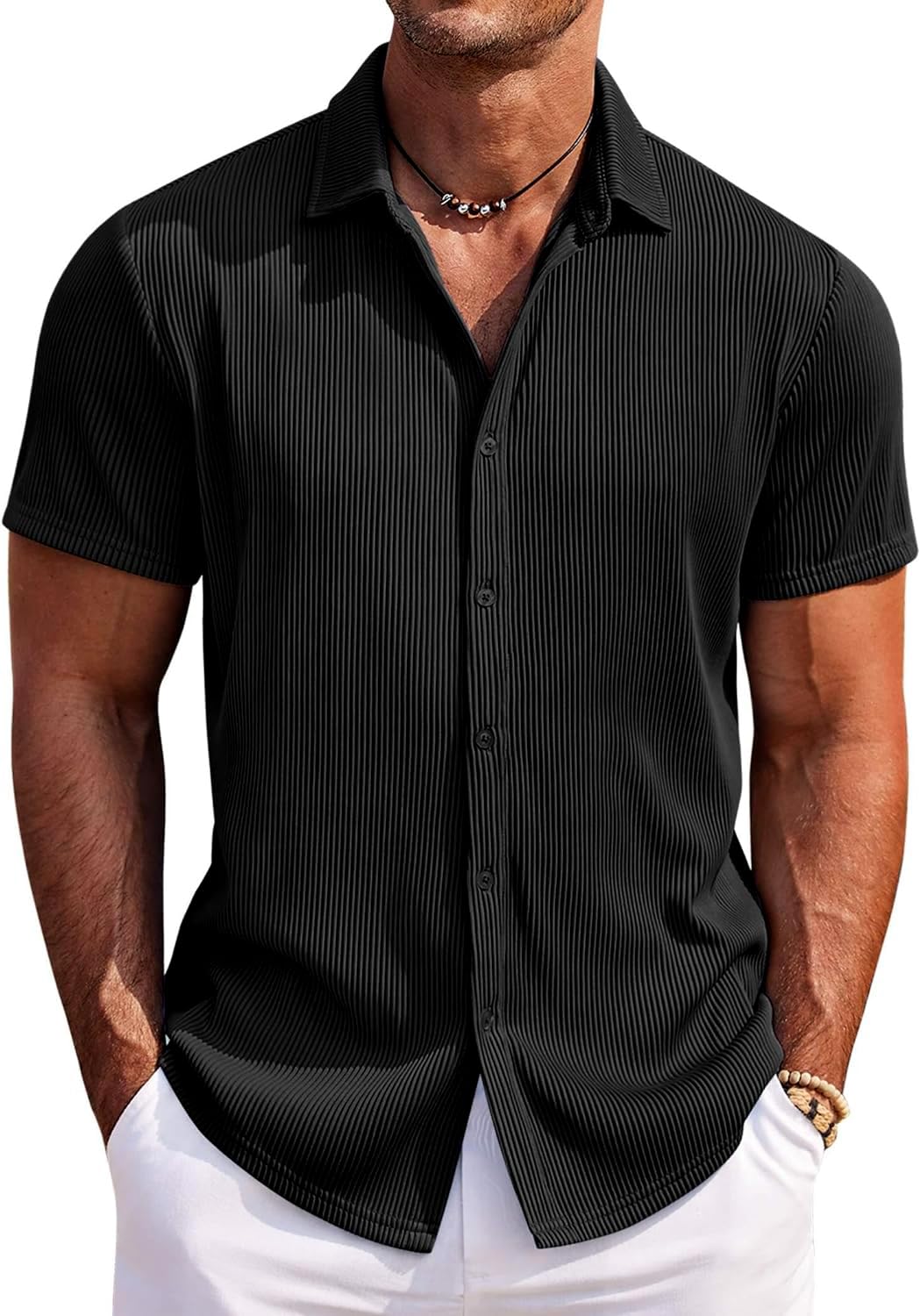 CB-COLEBROOK Mens Casual Shirts Short Sleeve Button Down Loose Fit Shirt for Men Wedding Beach Fashion Shirt (in, Alpha, XL, Re