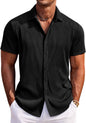 CB-COLEBROOK Mens Casual Shirts Short Sleeve Button Down Loose Fit Shirt for Men Wedding Beach Fashion Shirt (in, Alpha, S, Reg