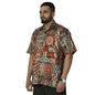 Brown Culture MenS Cotton Blend Abstract Print Shirt With Spread Collared Half Sleeves Standard Length And Button Down Closure