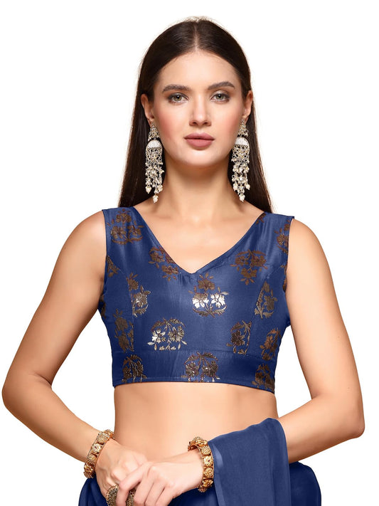 Oomph! Readymade Blouse For Women, Brocade, Sleeveless, V-Neck, Rbbl675